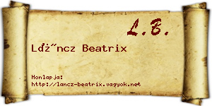 Láncz Beatrix névjegykártya